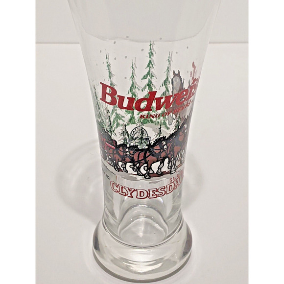 Budweiser Clydesdale Pilsner Glasses 1989 12 oz 7.25"H Beer Drink Decor Set 4 - Picture 3 of 6